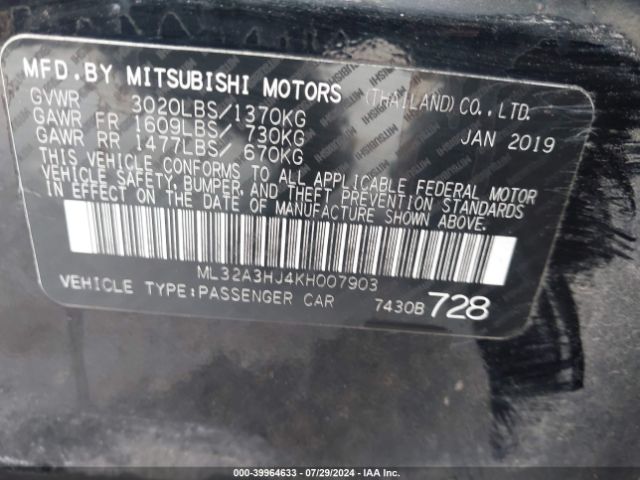 ML32A3HJ4KH007903 Mitsubishi Mirage Rf