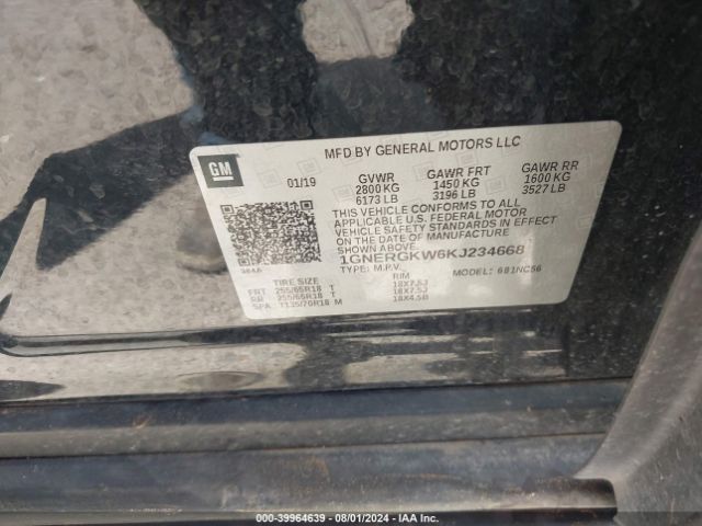1GNERGKW6KJ234668 Chevrolet Traverse 1lt