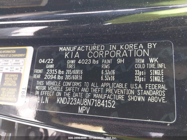 KIA SOUL LX 2022 KNDJ23AU8N7184152 Image 9