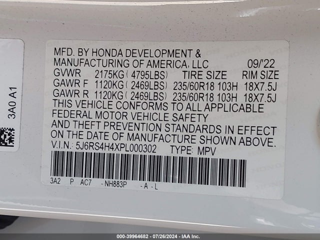 Honda Cr-v Ex Awd 2023 5J6RS4H4XPL000302 Image 9