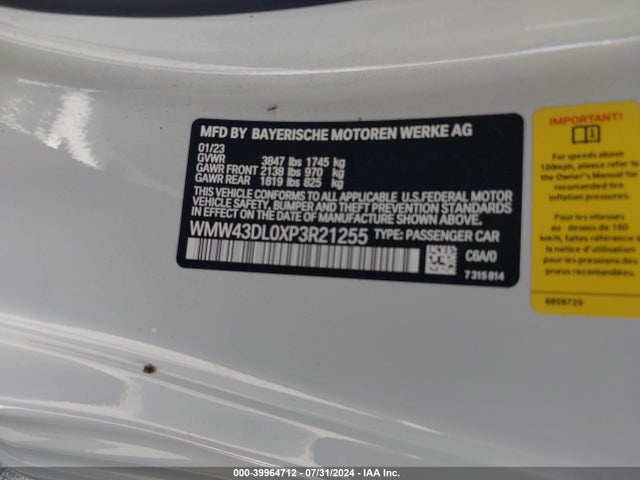 2023 MINI CONVERTIBLE WMW43DL0XP3R21255 Photo 8