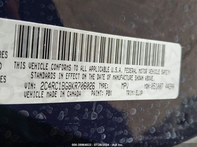 2019 CHRYSLER PACIFICA 2C4RC1BG8KR706026 Photo 8