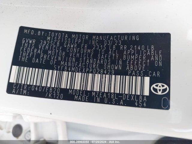 Toyota COROLLA LE 2023 5YFB4MDEXPP028429 Image 9