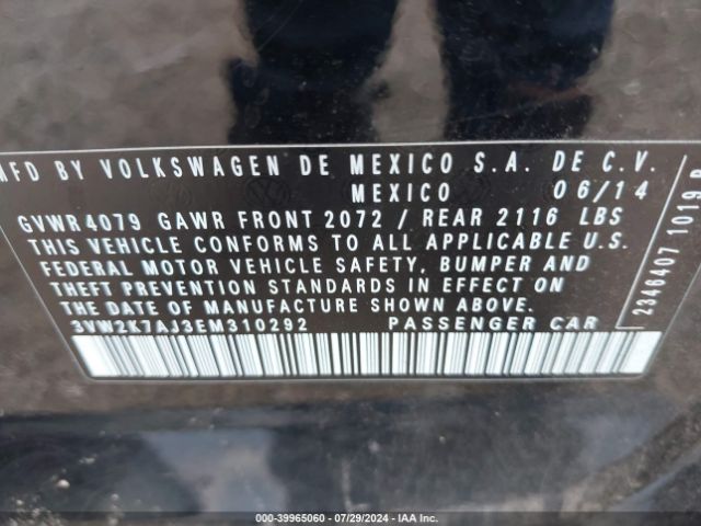 3VW2K7AJ3EM310292 Volkswagen Jetta 2.0l S