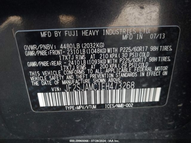 JF2SJAMC1EH473268 Subaru Forester 2.5i Touring