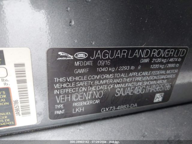 SAJAE4BG1HA965786 Jaguar Xe 25t Prestige