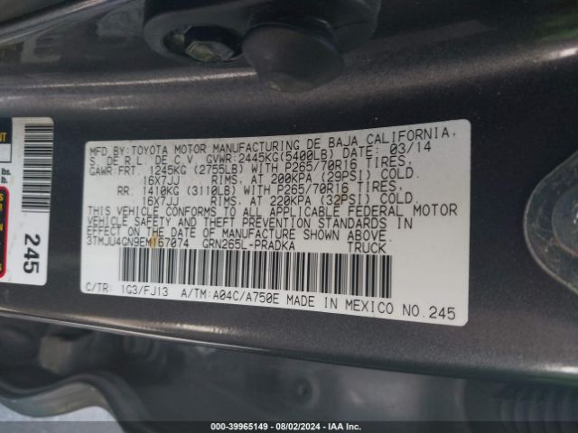 3TMJU4GN9EM167074 Toyota Tacoma Prerunner V6