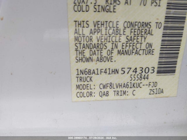1N6BA1F41HN574303 Nissan Titan Xd Sl Diesel
