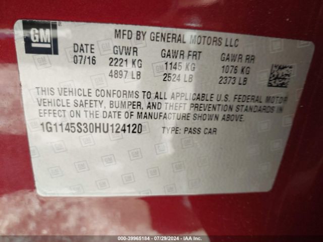 1G1145S30HU124120 Chevrolet IMPALA 2LZ