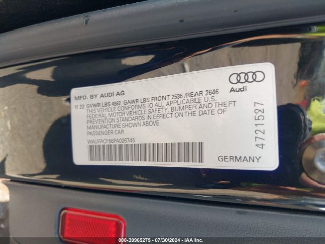 WAUFACF56PA026745 Audi A5 Sportback Premium Plus 45 Tfsi S Line Quattro S Tronic