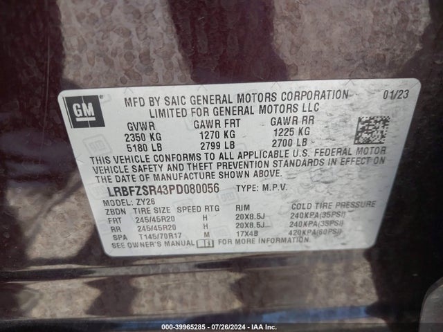 LRBFZSR43PD080056 Buick Envision Avenir Awd