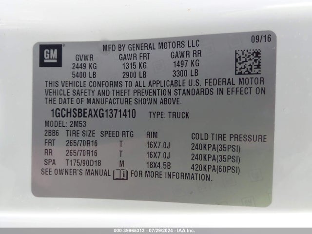 1GCHSBEAXG1371410 Chevrolet Colorado Wt