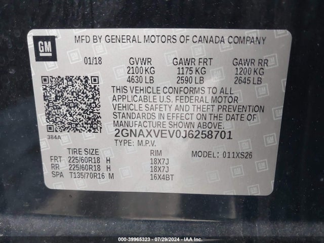 Chevrolet Equinox Premier 2018 2GNAXVEV0J6258701 Image 9