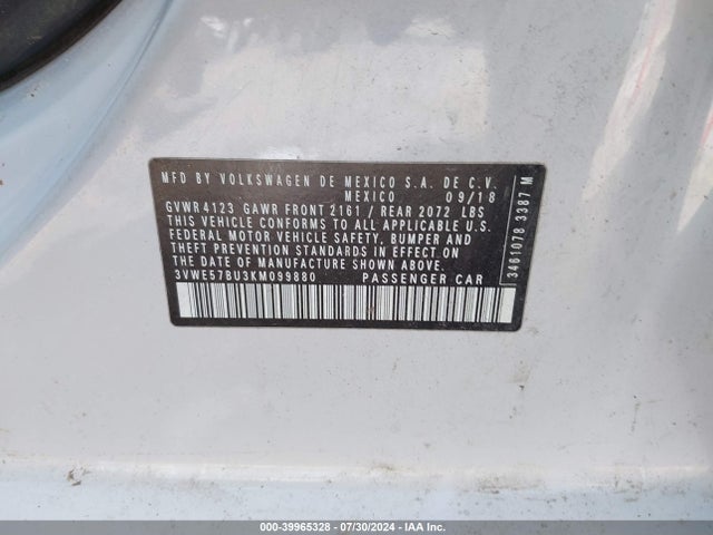 3VWE57BU3KM099880 Volkswagen Jetta 1.4t Sel