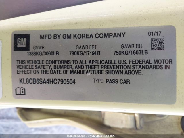 KL8CB6SA4HC790504 Chevrolet Spark Ls Cvt
