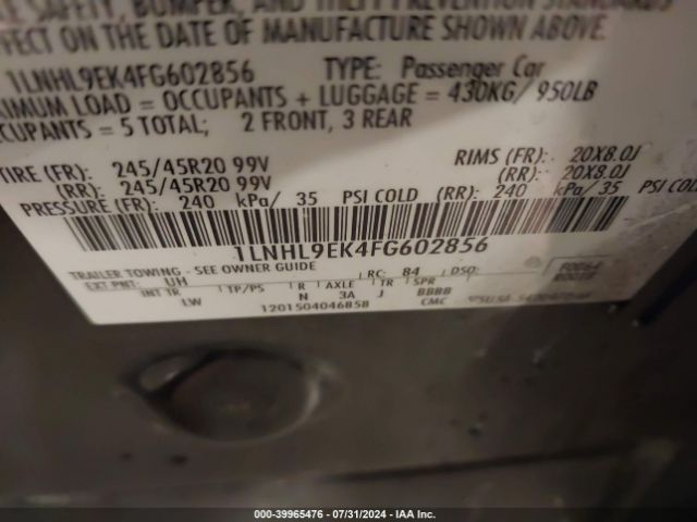 1LNHL9EK4FG602856 Lincoln MKS