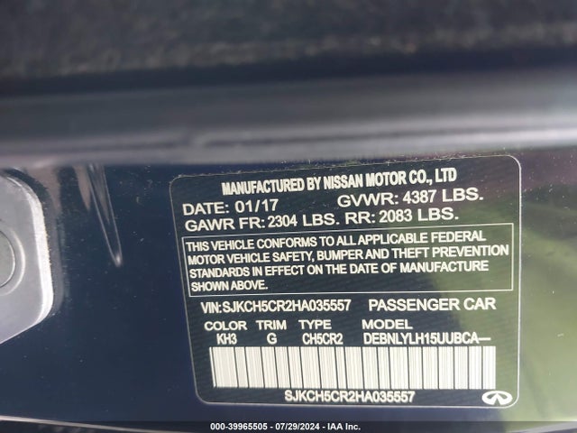 SJKCH5CR2HA035557 Infiniti Qx30 Premium