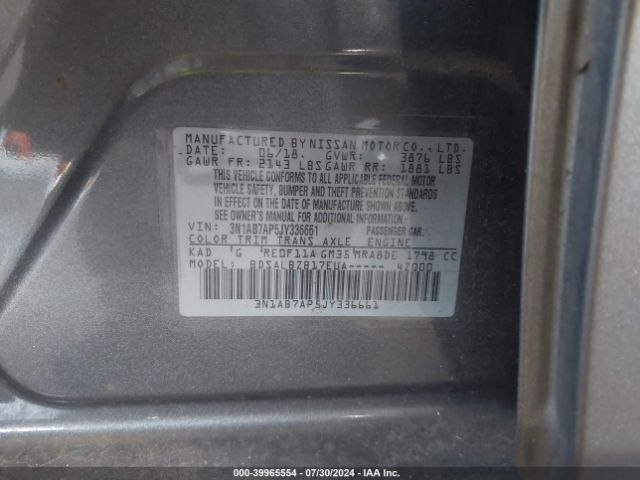 3N1AB7AP5JY336661 Nissan SENTRA S