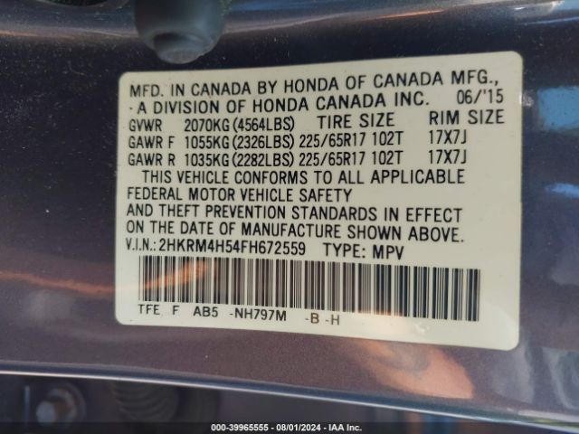 2HKRM4H54FH672559 Honda CR-V EX