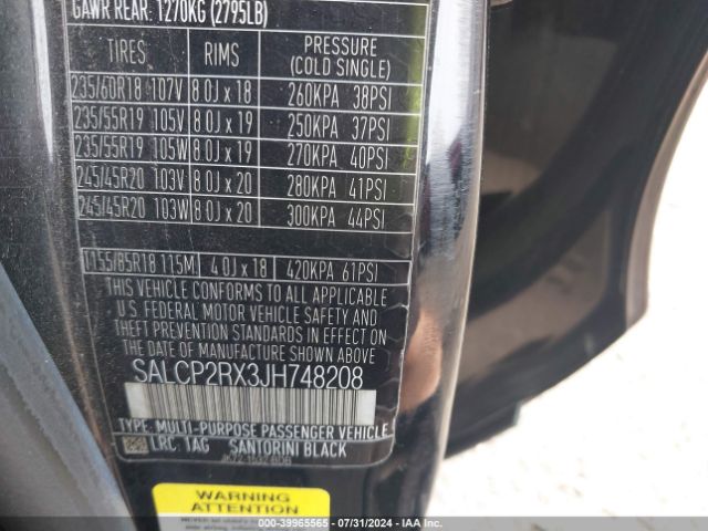SALCP2RX3JH748208 Land Rover Discovery Sport Se