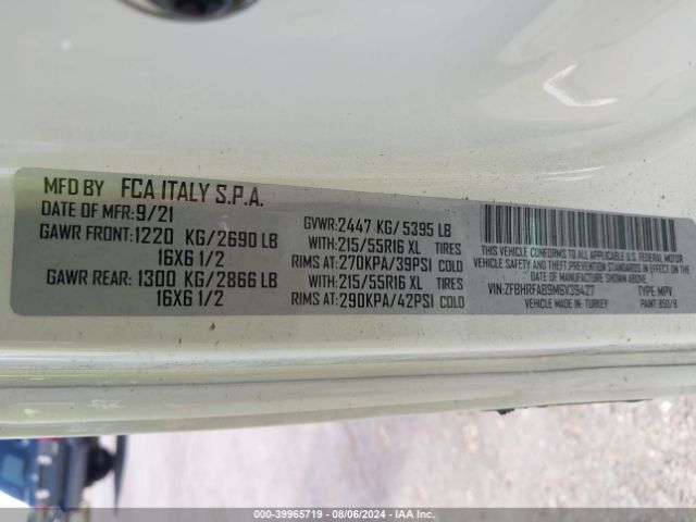 ZFBHRFAB9M6V39427 RAM Promaster City Tradesman