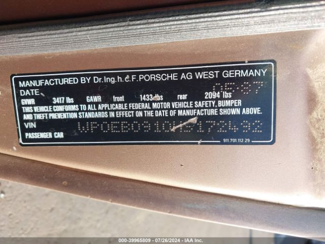 1987 PORSCHE 911 WP0EB0910HS172492 Photo 8