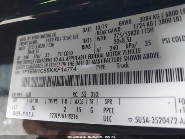 Ford F-150 Xl 2019 1FTEW1C55KKF14774 Image 9