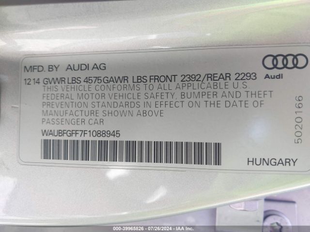 WAUBFGFF7F1088945 Audi A3 2.0t Premium