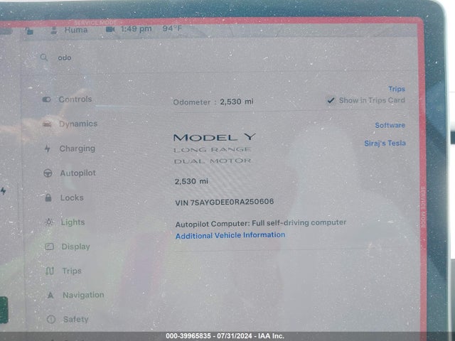 2024 TESLA MODEL Y 7SAYGDEE0RA250606 Photo 6