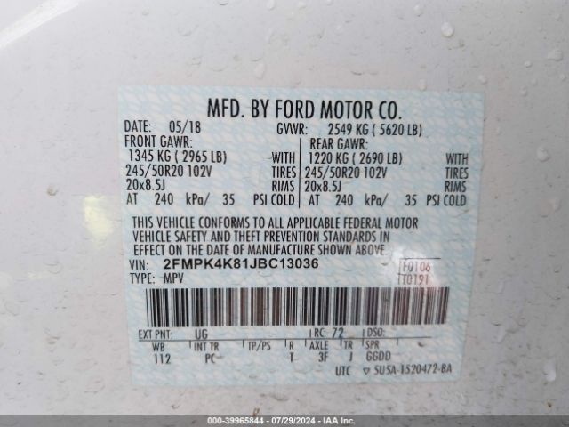 2018 FORD EDGE 2FMPK4K81JBC13036 Photo 8