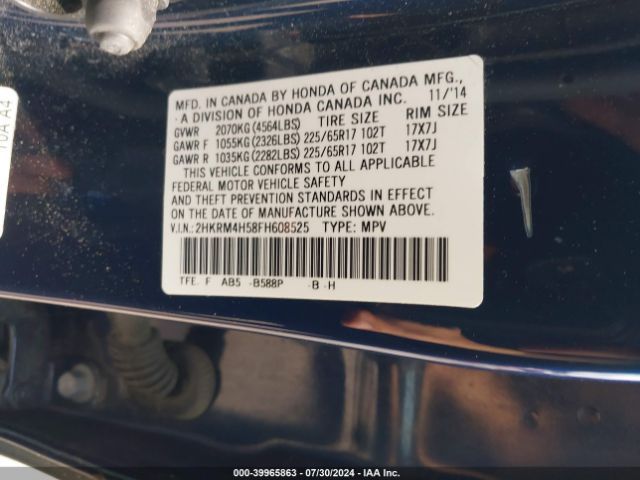 2HKRM4H58FH608525 Honda CR-V EX