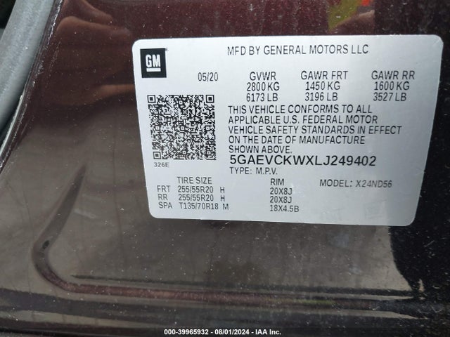 Buick Enclave Awd Avenir 2020 5GAEVCKWXLJ249402 Image 9