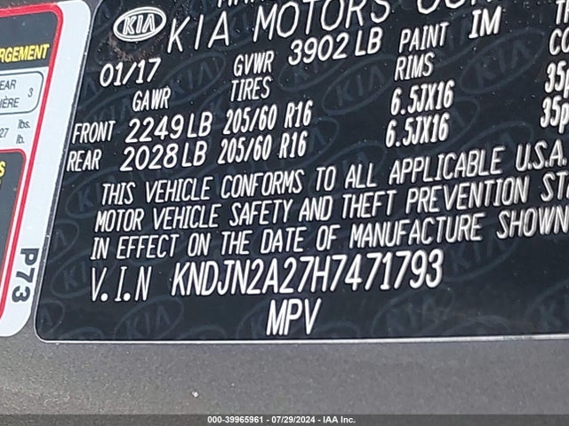 KIA Soul 2017 KNDJN2A27H7471793 Image 9