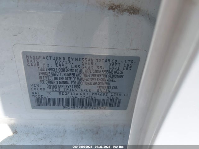 Nissan SENTRA SV 2015 3N1AB7AP9FY311902 Image 9