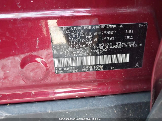 Toyota Rav4 Xle 2021 2T3P1RFV4MW194469 Image 9