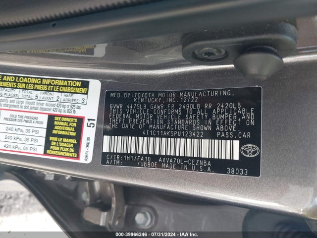 Toyota CAMRY LE 2023 4T1C11AK5PU123422 Image 9