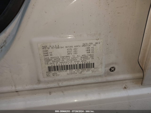 2012 MITSUBISHI GALANT 4A32B2FF3CE018068 Photo 8