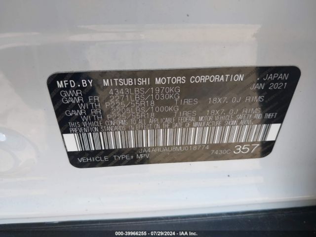 JA4ARUAU8MU018774 Mitsubishi Outlander Sport 2.0 Be Awc/2.0 Es Awc/2.0 Le Awc/2.0 Se Awc