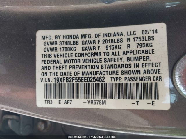 19XFB2F55EE025462 Honda Civic Lx