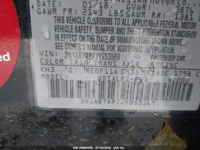 Nissan SENTRA SR 2018 3N1AB7AP7JY253569 Image 9