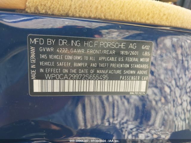 2002 PORSCHE 911 WP0CA29972S655495 Photo 8