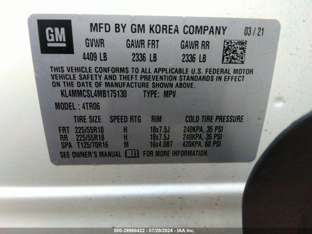 KL4MMCSL4MB175130 Buick Encore Gx Awd Preferred