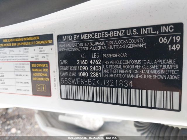 55SWF8EB2KU321834 Mercedes-Benz C 300 4matic
