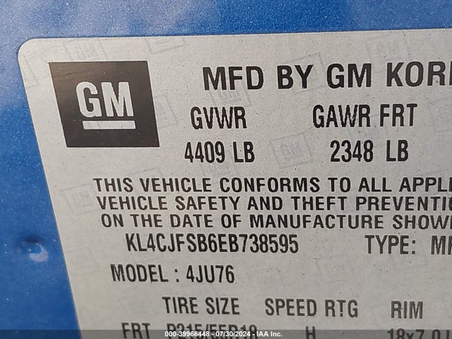 KL4CJFSB6EB738595 Buick Encore Convenience