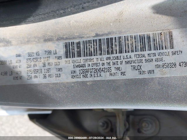 1C6SRFGT2KN542165 RAM 1500 Tradesman  4x4 5'7 Box
