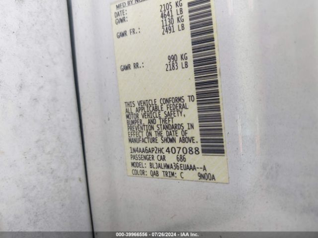 1N4AA6AP2HC407088 Nissan Maxima 3.5 Platinum