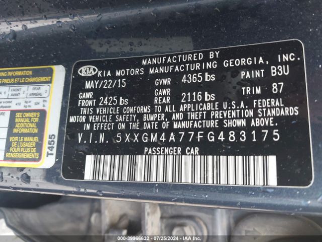 5XXGM4A77FG483175 KIA Optima Lx