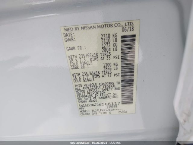 5N1AZ2MG7JN168117 Nissan MURANO S