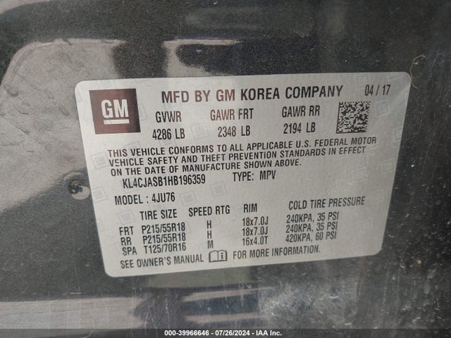 KL4CJASB1HB196359 Buick Encore Preferred