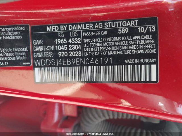 WDDSJ4EB9EN046191 Mercedes-Benz CLA 250
